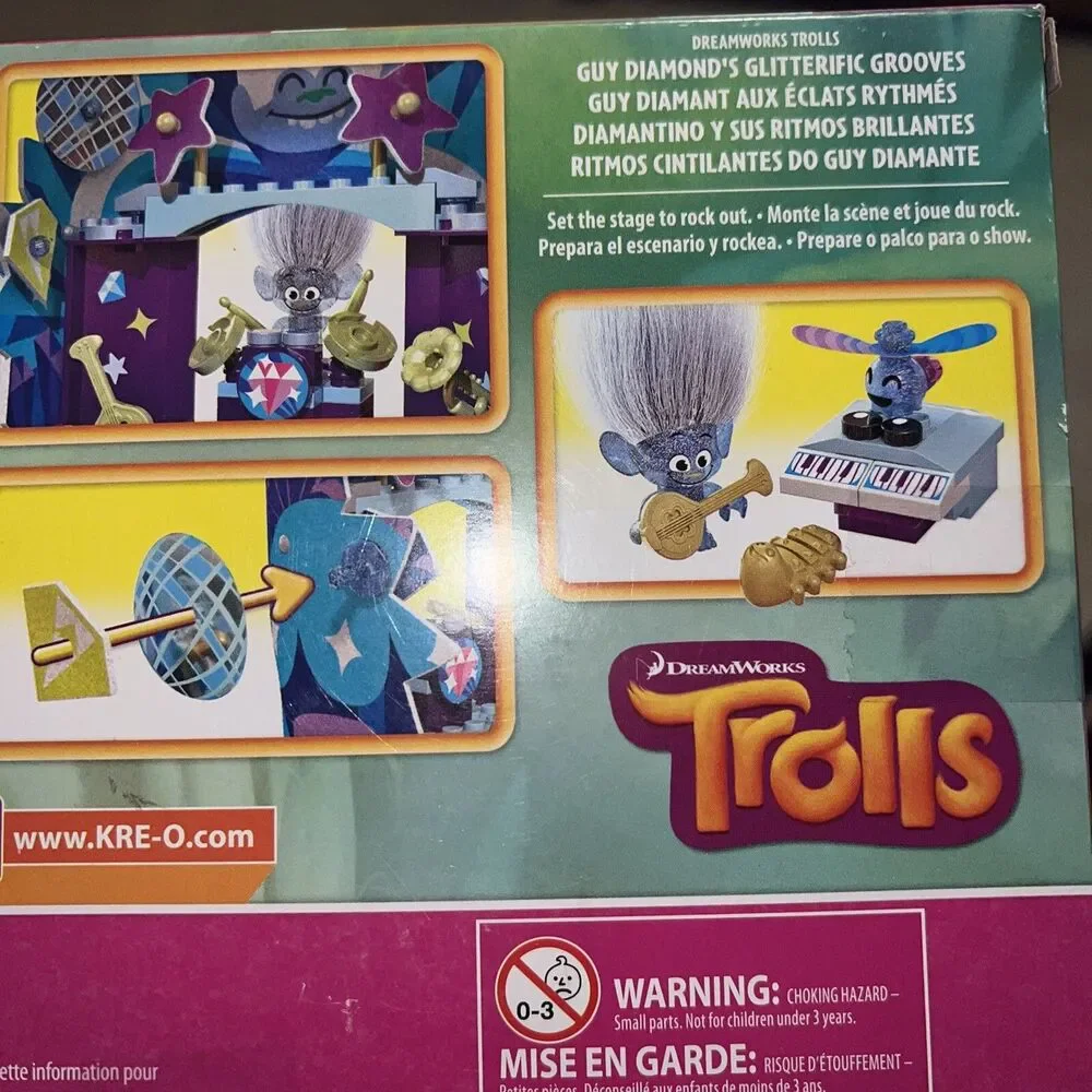 Trolls K’reo  dreamworks Brand New Guy Diamonds Glitterific Grooves 77 PCs Block